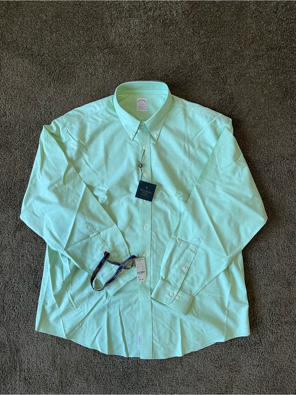 Brooks Brothers XL Mint Green Supima Cotton Button Down Dress Shirt NWT
